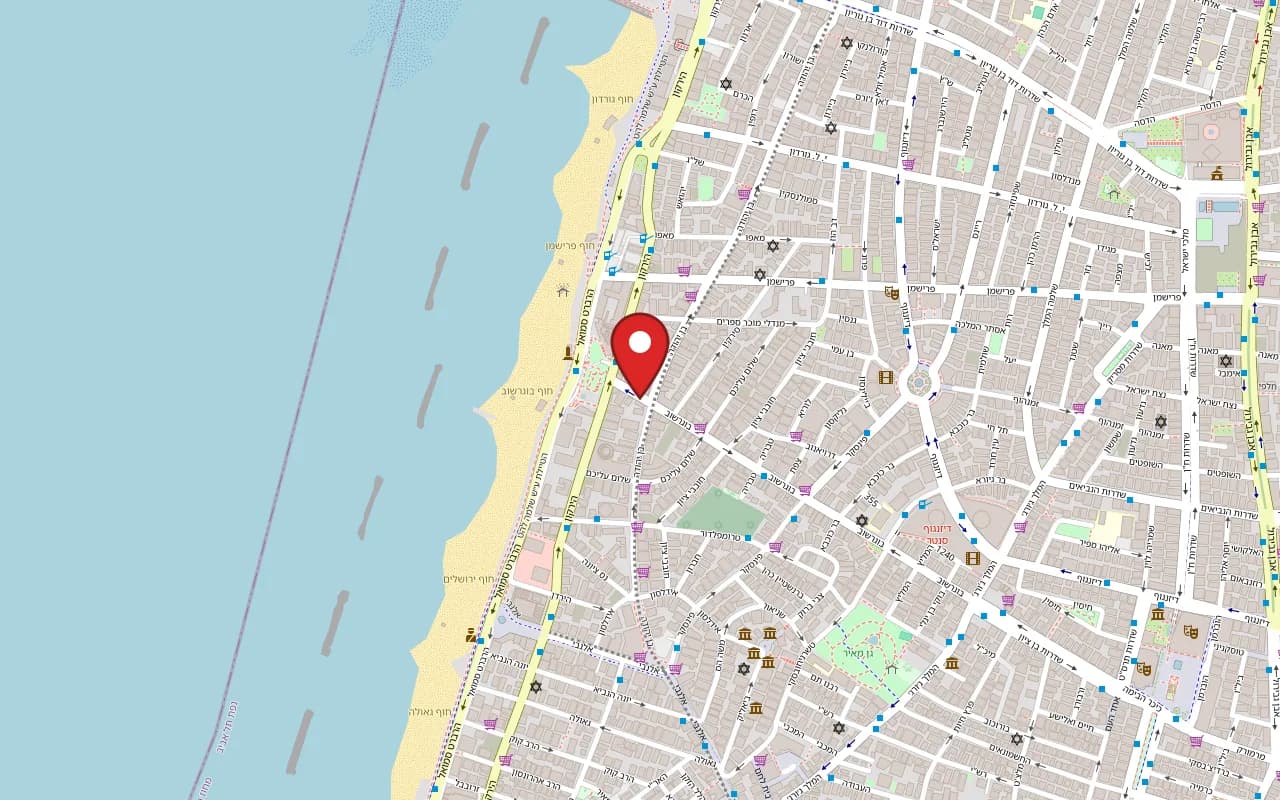 Map showing Thai House at 8 Bograshov Street, Tel Aviv-Yafo