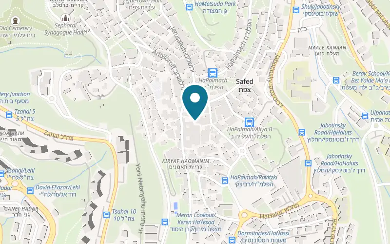 Map showing The Way Inn at 23 Simtat Yud Zayin, the Artists' Quarter, Safed