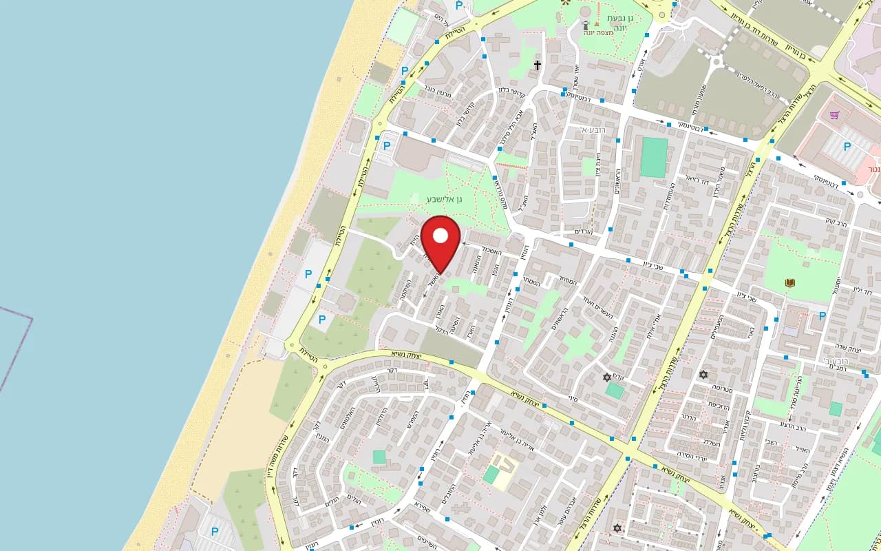Map showing Tiramisuteria at 11 HaEshel Street, Rova Alef, Ashdod