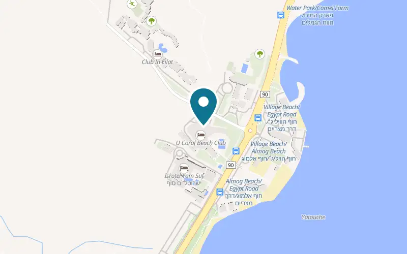 Map showing U Coral Beach Club Eilat at Coral Beach, Eilat