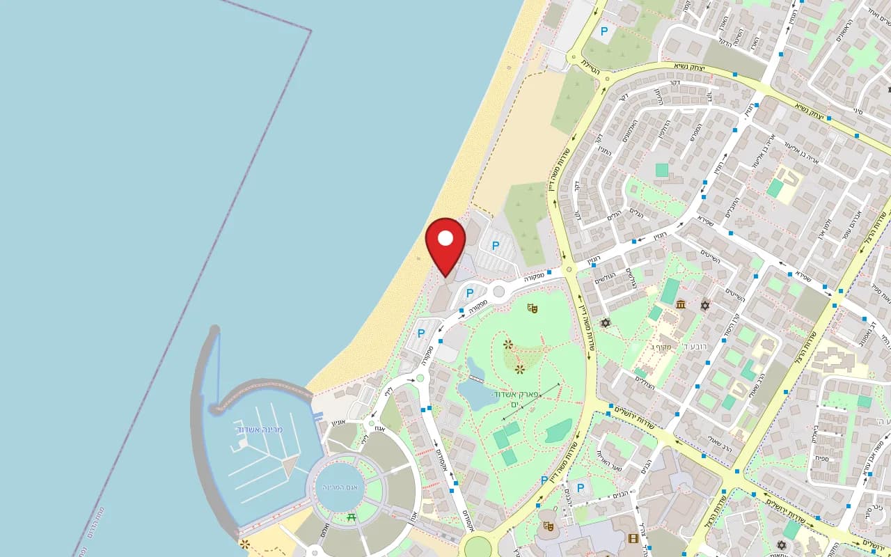 Map showing Zeh at 1 Mafkura Street, Arches Beach, Ashdod