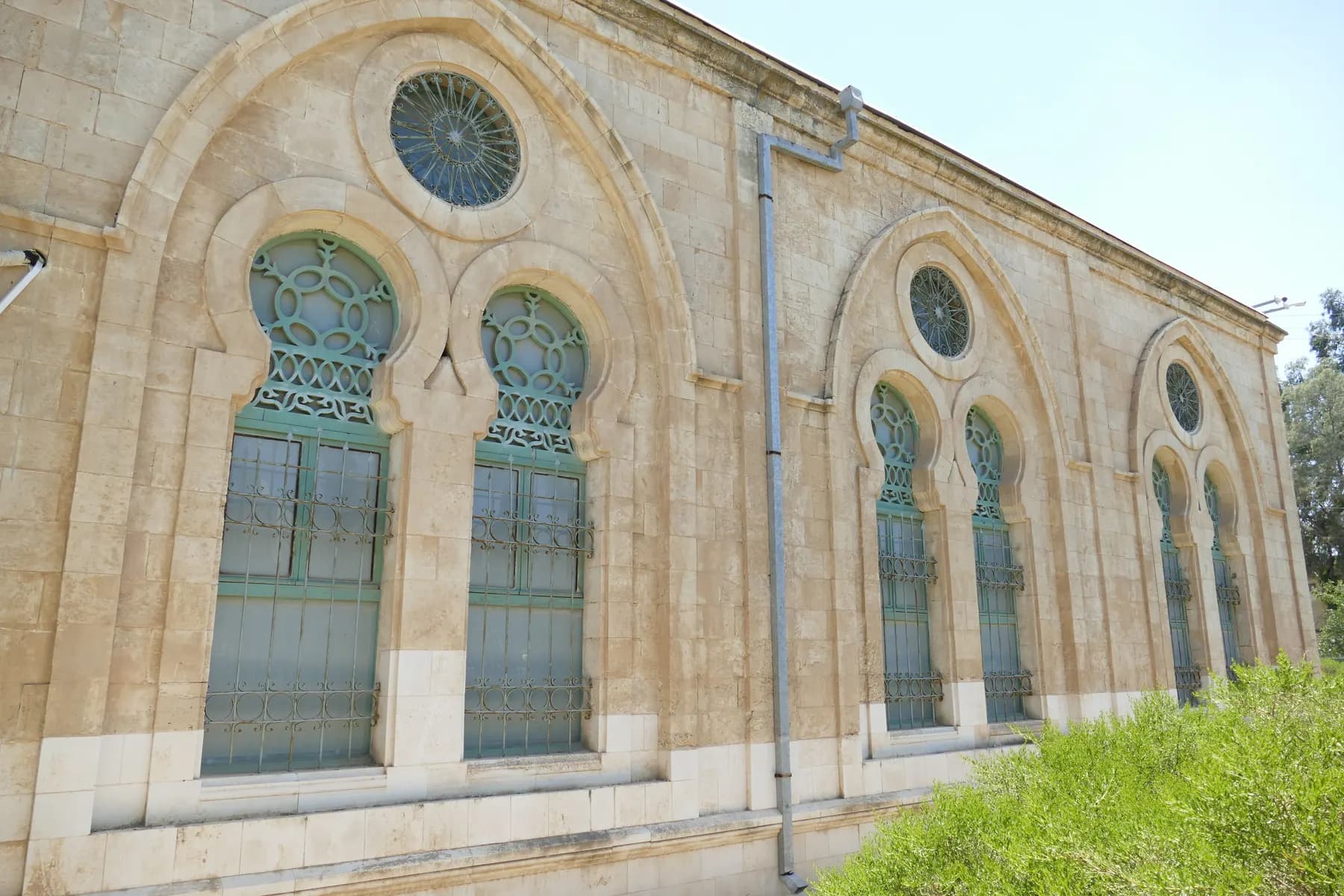 The arched stone windows of the old Great Mosque of Beer Sheva, which houses the museum