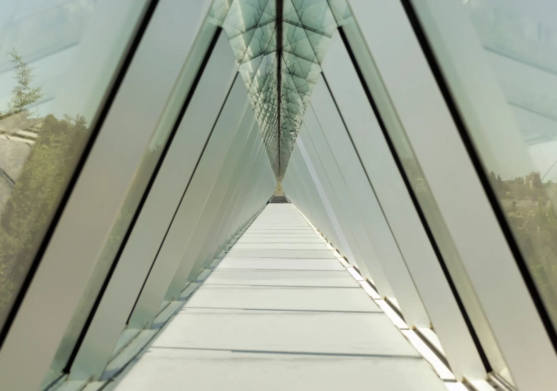 The glass prism skylight running the length of Yad Vashem's history museum