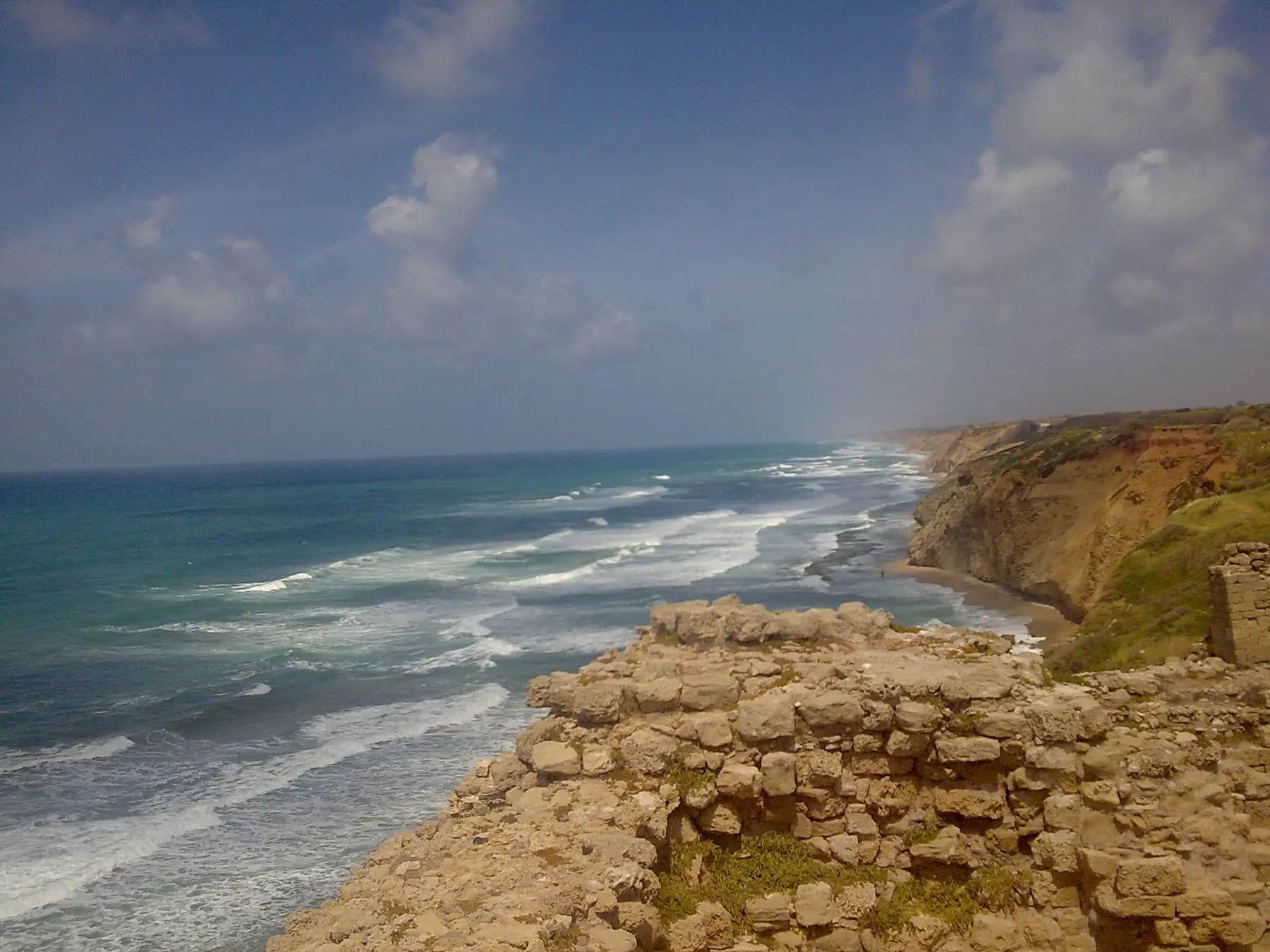 The sandstone cliffs of Apollonia above the sea, at the northern end of Herzliya's coast