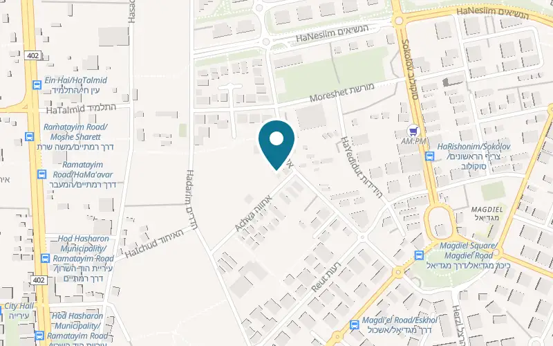 Map showing A Head Spa at 4 Ahva Street, Hod HaSharon