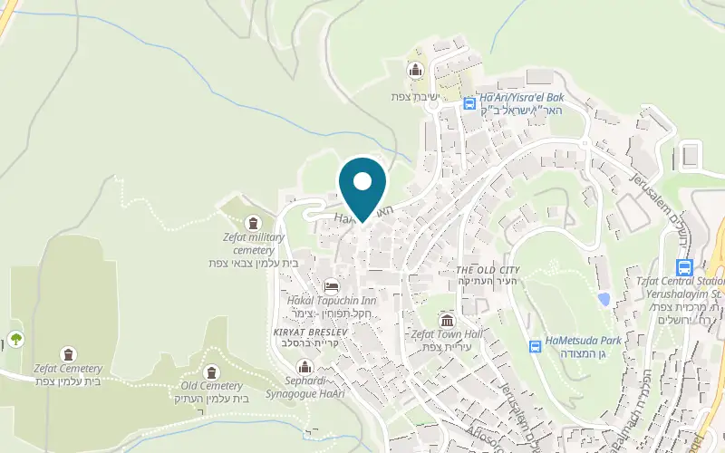 Map showing Abouhav Winery at 2 Elkabetz Street, Safed
