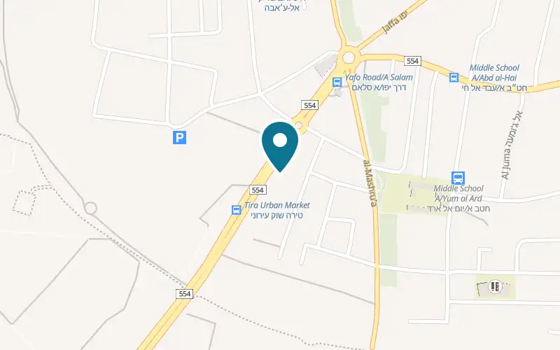 Map showing Abu Hassan at 69 Jaffa Road (Yafa), Tira