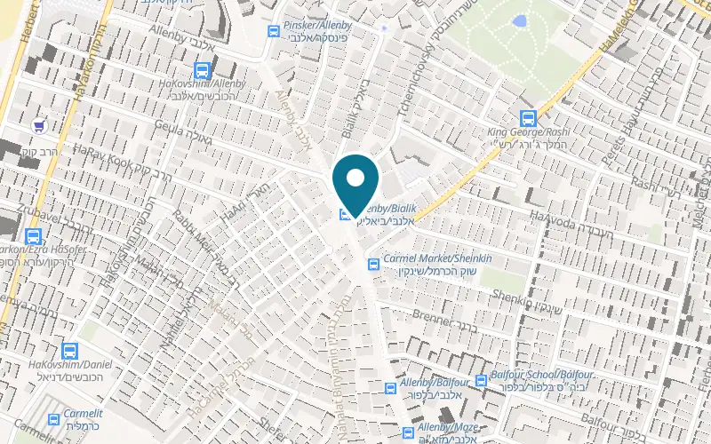 Map showing Abulafia Allenby at 45 Allenby Street, Tel Aviv-Yafo