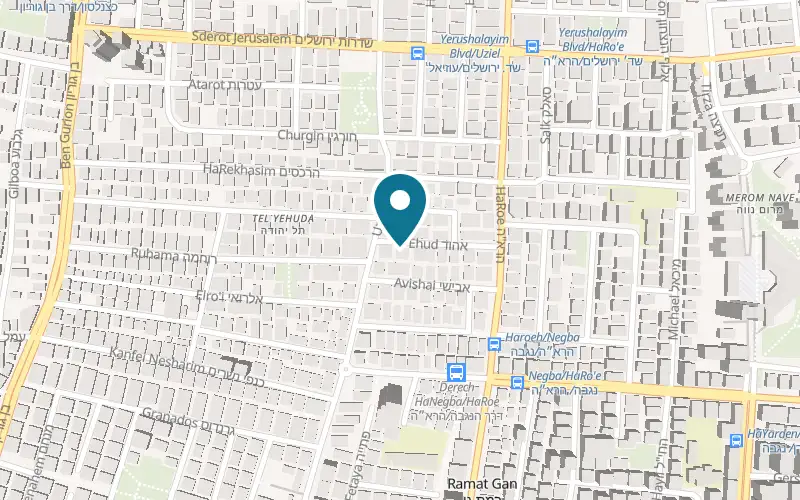 Map showing The Academy of Martial Arts at 4 Ehud Street, at the corner of Uziel Street, Ramat Gan