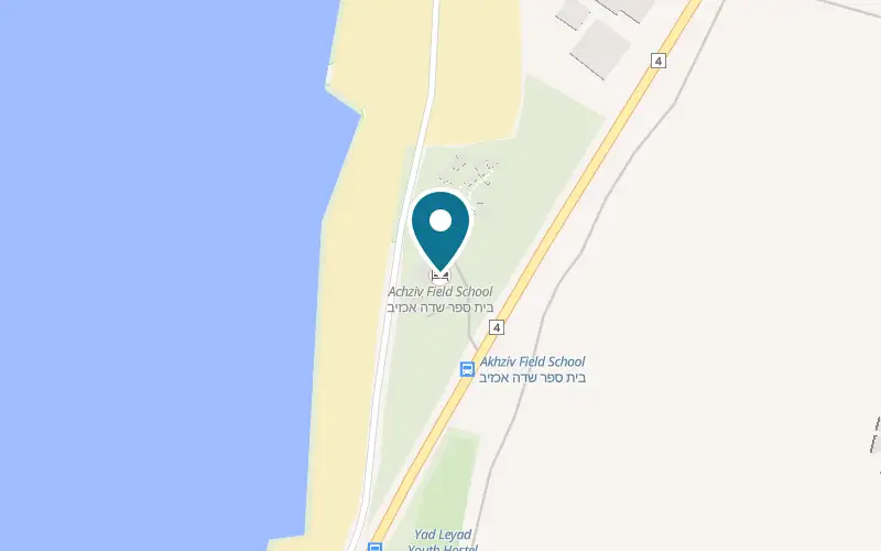 Map showing Achziv Field School at Road 4, Achziv, between Nahariya and Rosh HaNikra, Gesher HaZiv