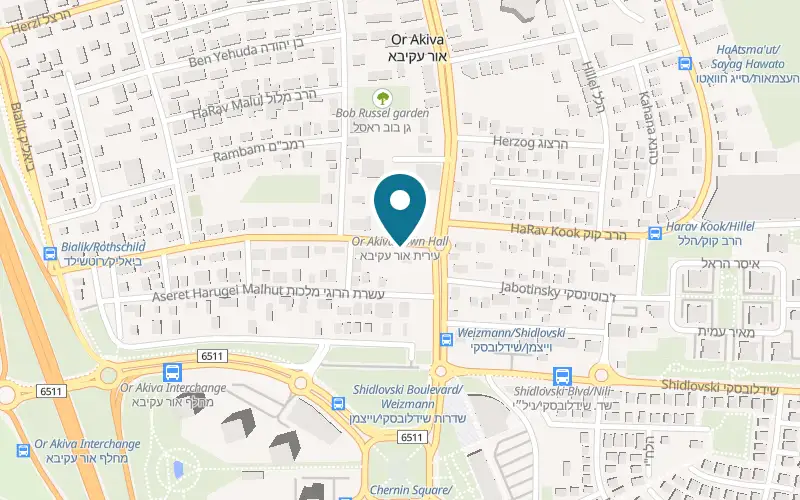 Map showing Agami Bakery at 3 Rothschild Street, Or Akiva