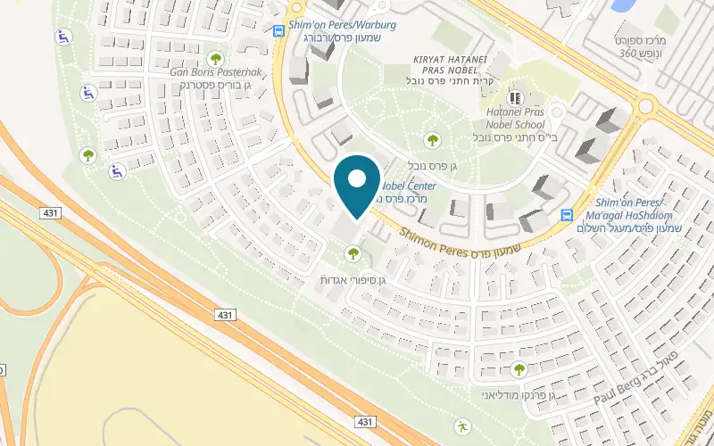Map showing Ahavat HaHai of Uri and Shai at 33 Shimon Peres Street, first floor of the shopping centre, Rishon LeZion