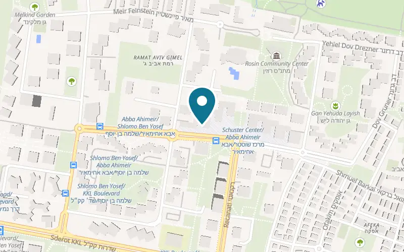 Map showing Akiko Sushi Bar at 17 Abba Ahimeir Street, Ramat Aviv, Tel Aviv-Yafo