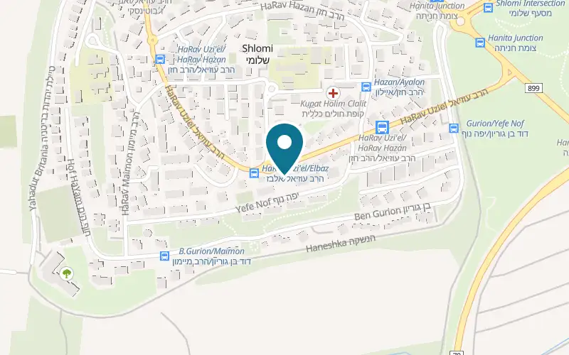 Map showing Zimmer Al Gag HaOlam at 71 HaRav Uziel Street, Shlomi