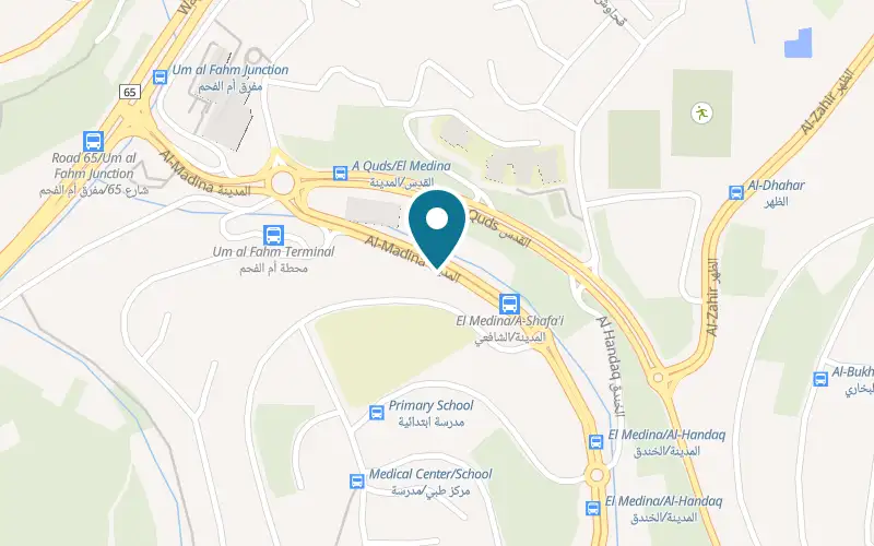 Map showing Al Qanun at On the main road at the entrance to the city, Umm al-Fahm