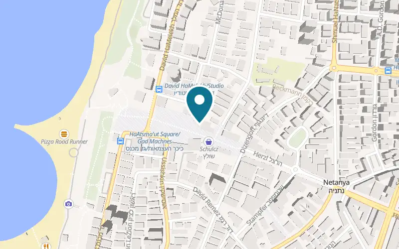 Map showing Alonzo at 13 Ha'atzmaut Square, Netanya