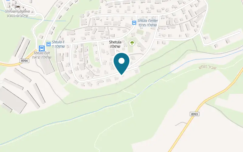 Map showing Alsos Boutique Villa at Moshav Shtula, Shtula