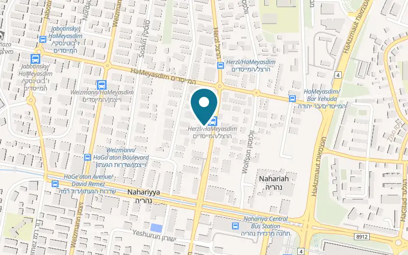 Map showing America LaHayal VeLametayel at 54 Herzl Street, Nahariya