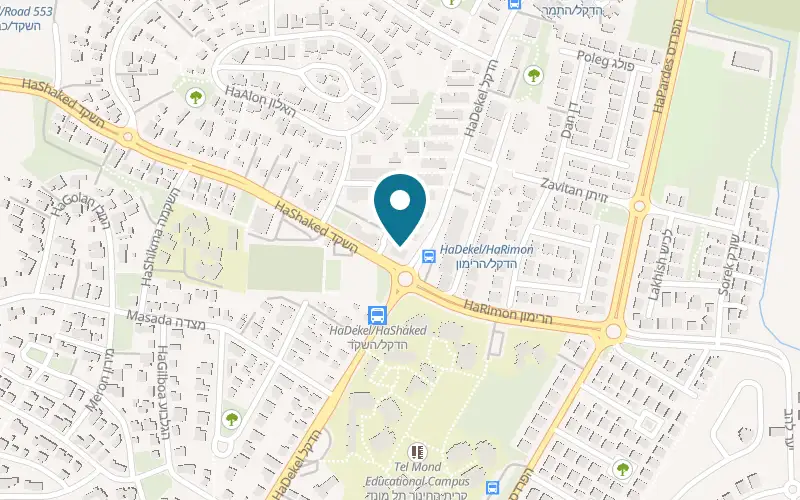 Map showing American Pizza at 83 HaDekel Street, Tel Mond