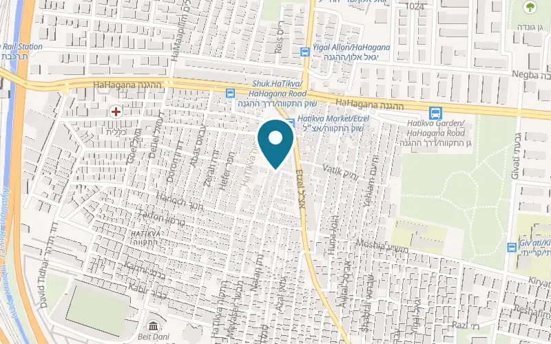 Map showing Amiga Deli at 8 Nuriel Street, HaTikva Market, Tel Aviv-Yafo