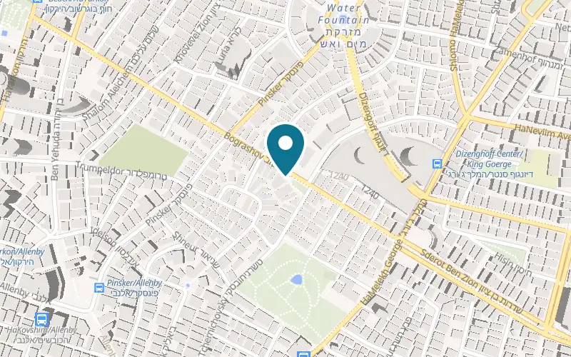 Map showing Amir Kal Hair Design at 74 Bograshov Street, Tel Aviv-Yafo