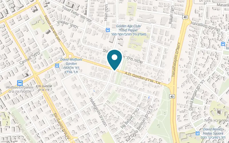 Map showing Antrikoti at 28 A.D. Gordon Street, Petah Tikva