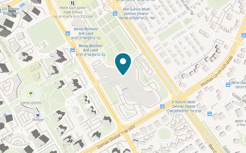 Map showing Arbel Bowling Ir Yamim at 2 Bnei Berman Street, Ir Yamim mall, Netanya