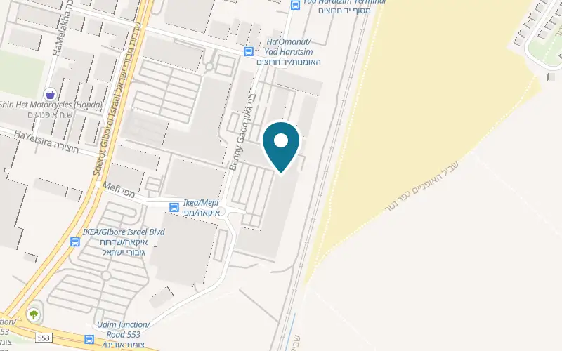 Map showing Arcaffe Poleg at 10 Bnei Gaon Street, IKEA compound, Netanya
