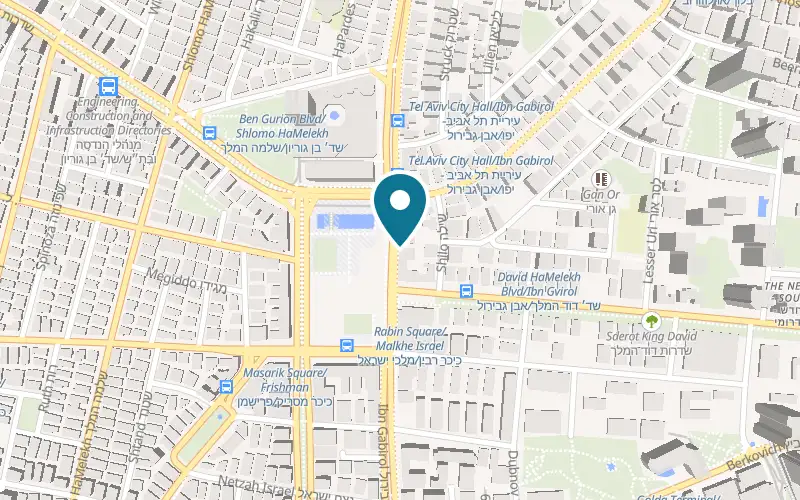 Map showing Arcaffe Rabin Square at 72 Ibn Gabirol Street, Tel Aviv-Yafo