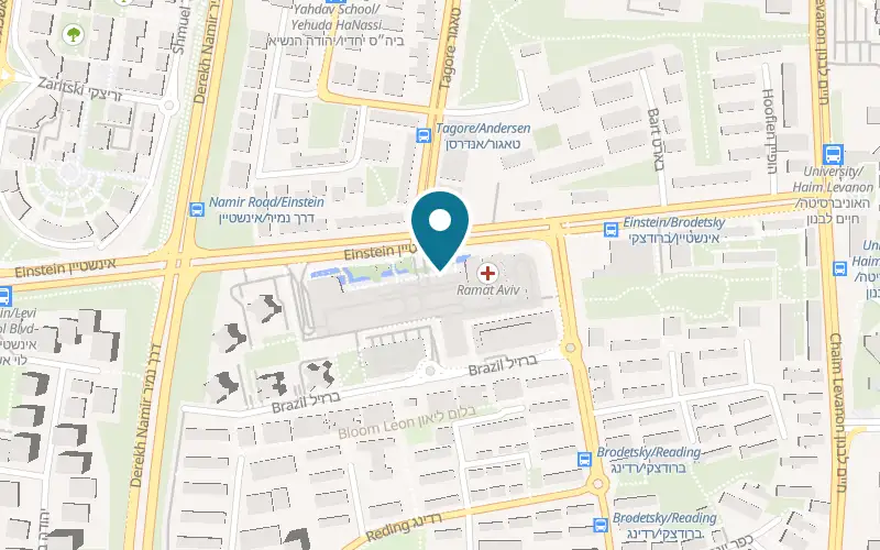 Map showing Arcaffe Ramat Aviv Mall at 40 Einstein Street, Ramat Aviv Mall, Tel Aviv-Yafo