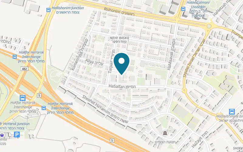 Map showing Arcaffe Ramat HaSharon at 33 HaSayafan Street, Ramat HaSharon