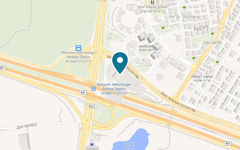 Map showing Arcaffe Rishonim at 2 Nim Boulevard, Rishonim, Rishon LeZion