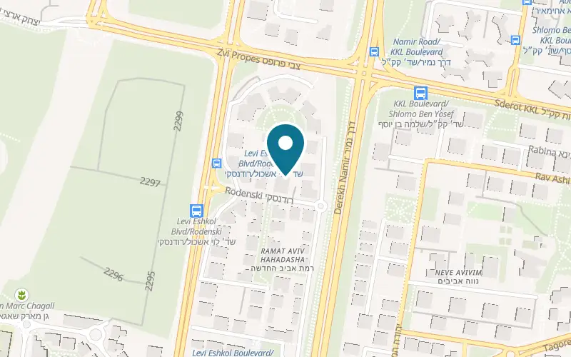 Map showing Arcaffe Rodansky at 5 Rodansky Street, Ramat Aviv, Tel Aviv-Yafo
