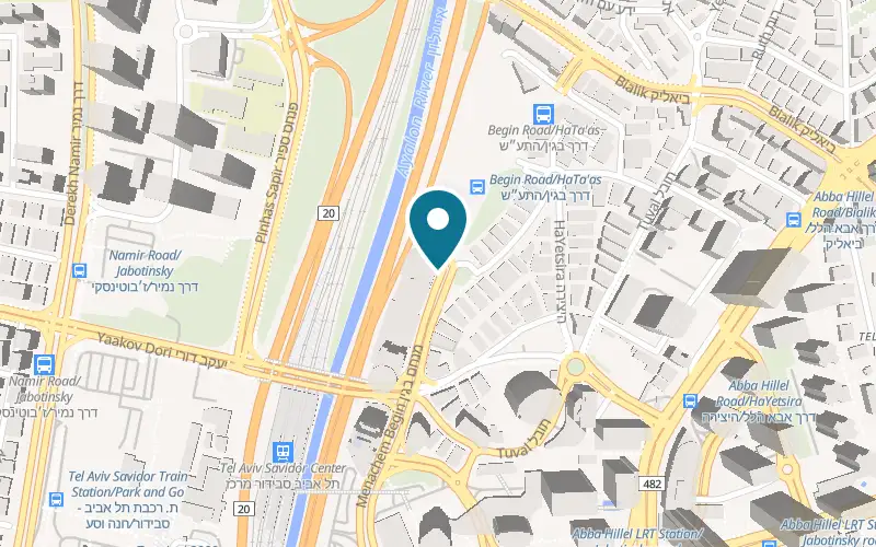 Map showing Arcaffe Rogovin at 11 Derech Menachem Begin, Bursa compound, Ramat Gan