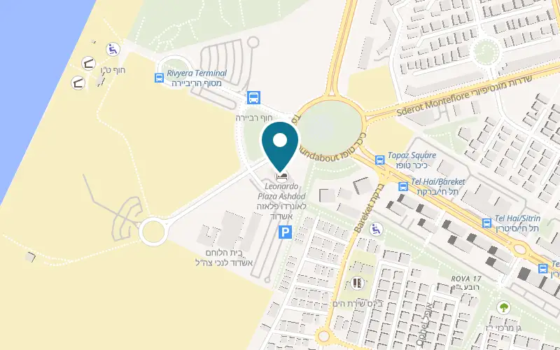 Map showing Armanni Spa at Leonardo Plaza hotel, 1 HaYam HaTichon Boulevard, Ashdod