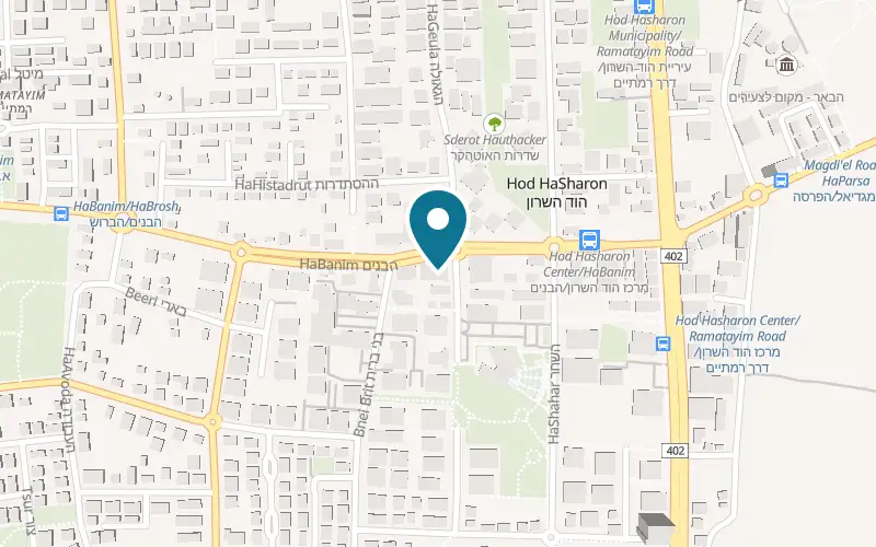 Map showing Asian Deli at 15 HaBanim Street, Hod HaSharon