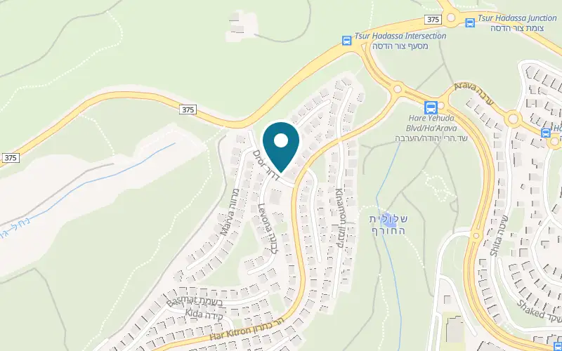 Map showing Atza Sushi Bar at 2 Dror Street, Tzur Hadassah