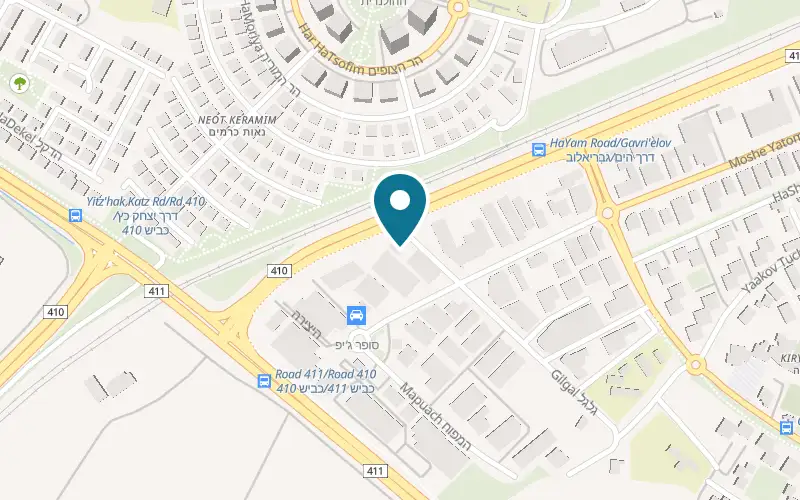 Map showing Aviv Service Center at 23 HaYetsira Street, Rehovot