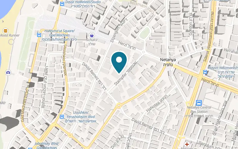 Map showing Avni Optica at 12 Yehoshua Stampfer Street, Netanya