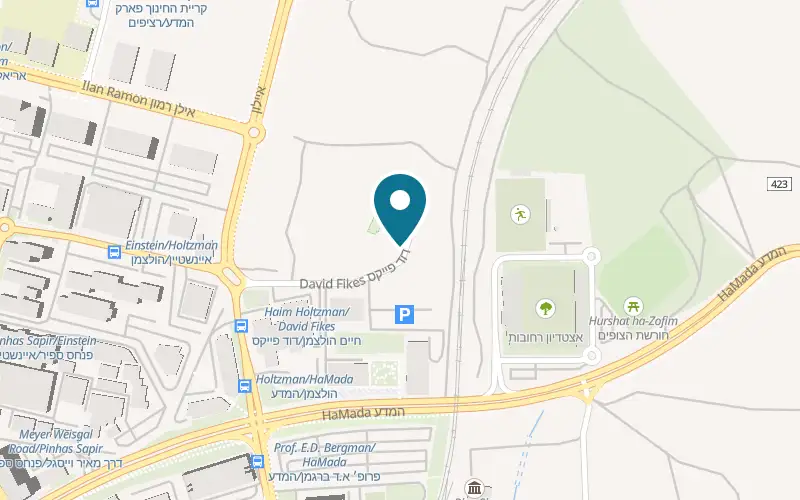 Map showing Ayalon Institute at 1 Fikes Street, Kibbutzim Hill, Science Park, Rehovot