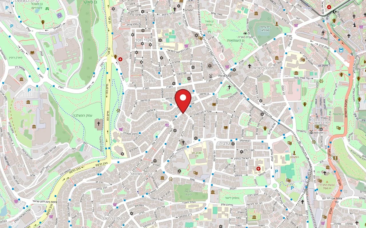 Map showing Azia 19 at 19 Aza Street, Rehavia, Jerusalem