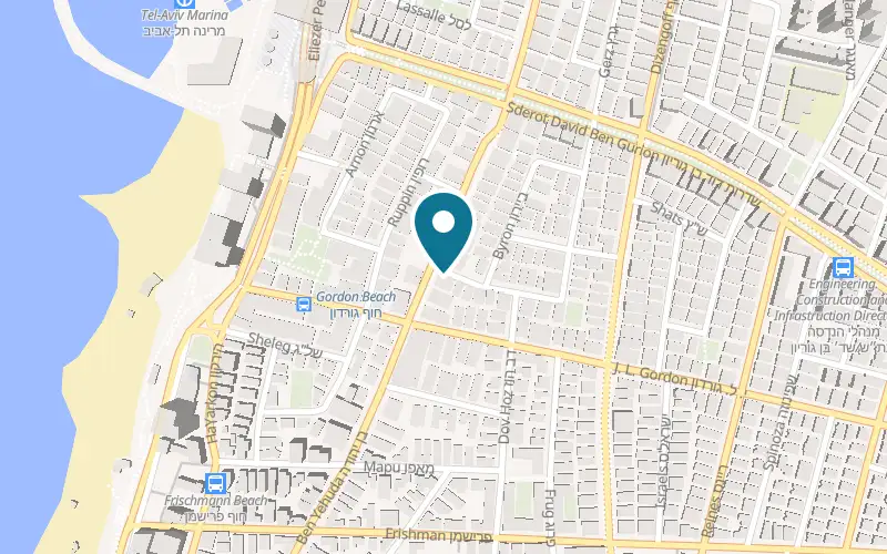 Map showing Basderah Veterinary Clinic at 104 Ben Yehuda Street, Tel Aviv-Yafo
