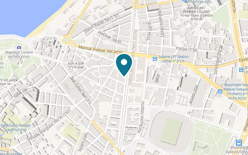 Map showing Bazaar Hotel at 22 Jerusalem Boulevard, Jaffa, Tel Aviv-Yafo