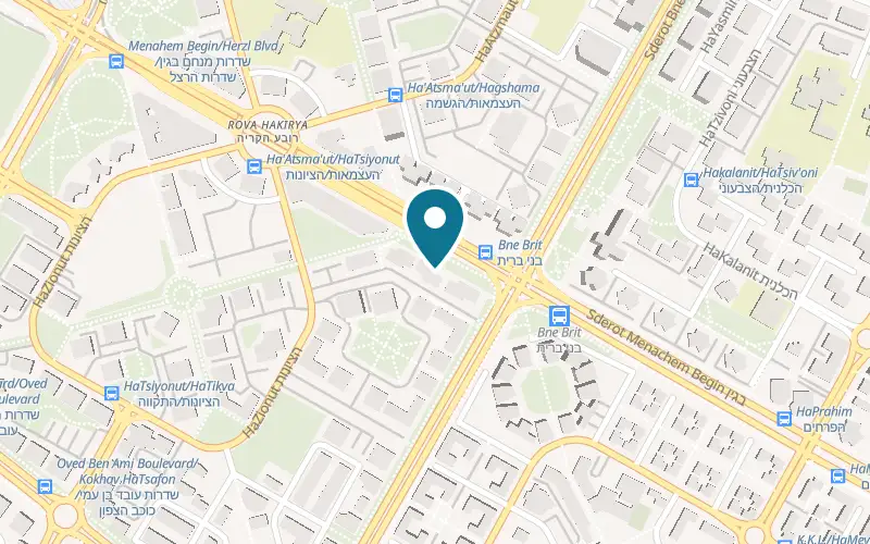 Map showing Beer Station at 43 HaTziyonut Street, entrance from Menachem Begin Street, Ashdod