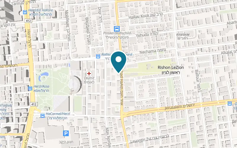 Map showing Rishon LeZion Municipal Art Gallery, Beit Gordon at 8 Ahad HaAm Street, Rishon LeZion