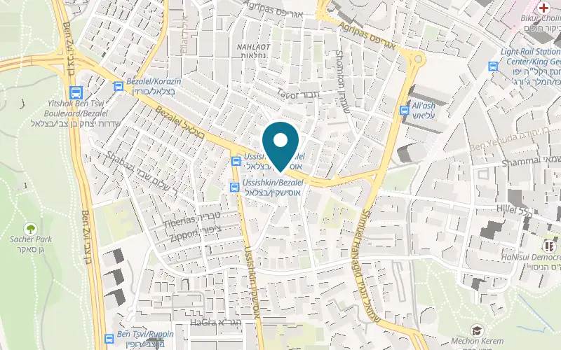Map showing Beit HaAm at 11 Bezalel Street, Gerard Behar Square, Jerusalem