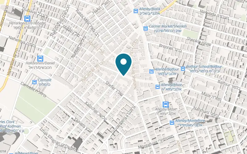 Map showing Beit Haamudim at 14 Rambam Street, Tel Aviv-Yafo