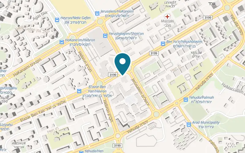 Map showing Beit HaLehem at 33 Elazar Ben Yair Street, Arad