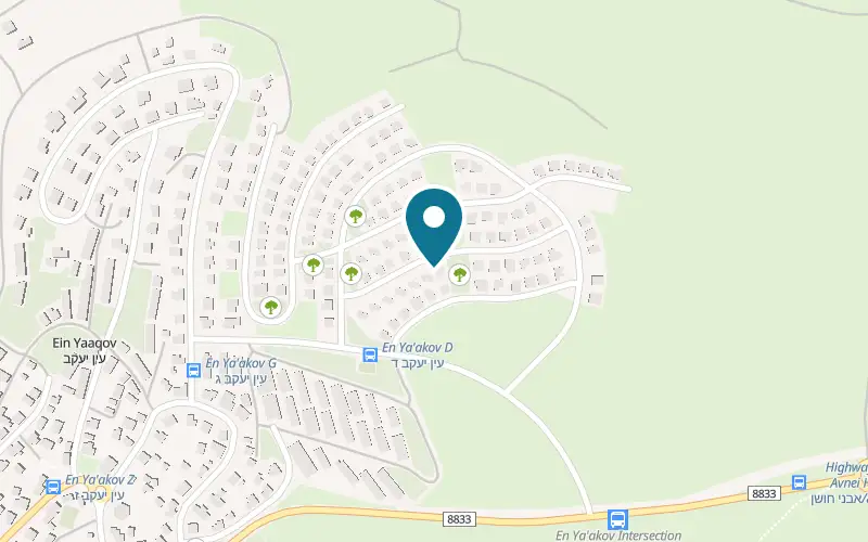 Map showing Hirsch House at 14 HaTe'ena Street, Moshav Ein Ya'akov, Ein Ya'akov