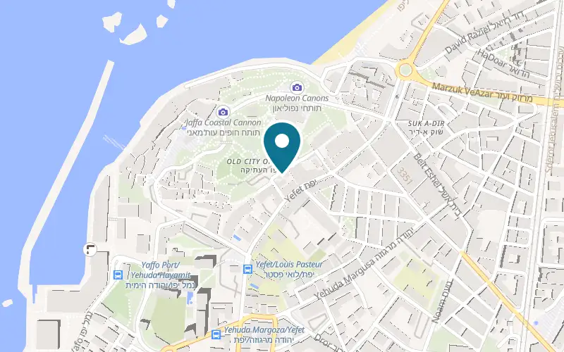 Map showing Beit Kandinof at 14 HaTsorfim Street, Jaffa, Tel Aviv-Yafo